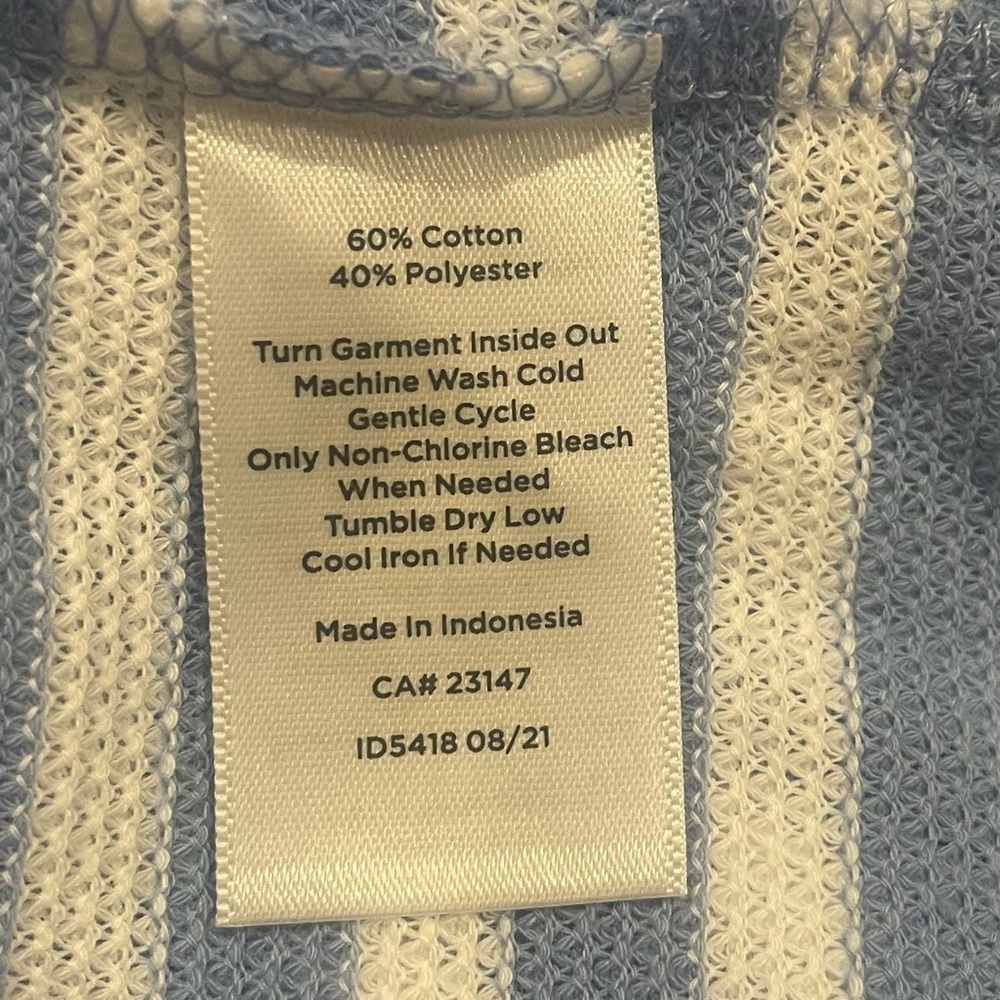 Talbots Top Size X Small Color Blue White Striped 3/4 Sleeve V Neck Pullover - Picture 5 of 5